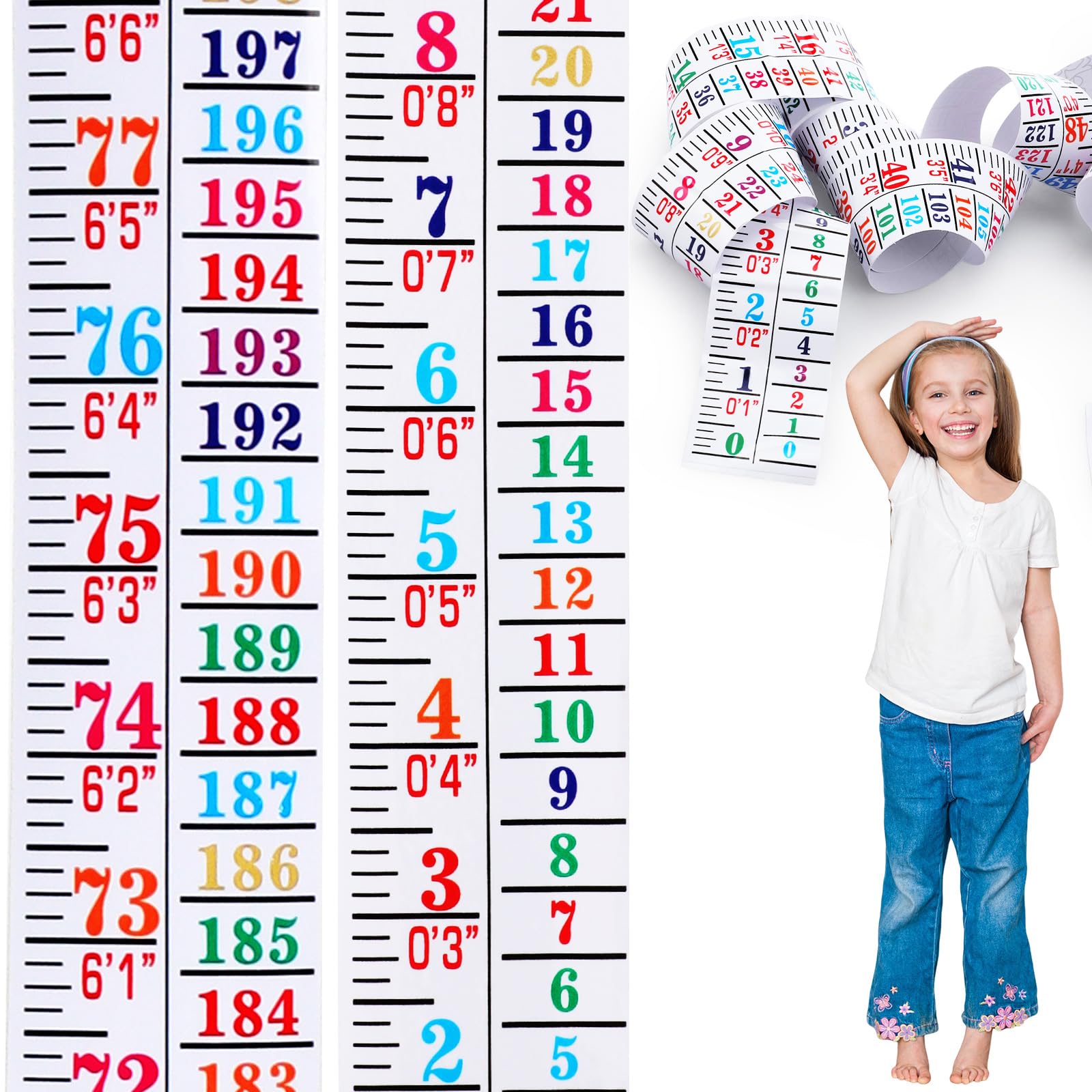 Tatuo growth chart height ruler shows 0-213 cm scale for quick measurements.