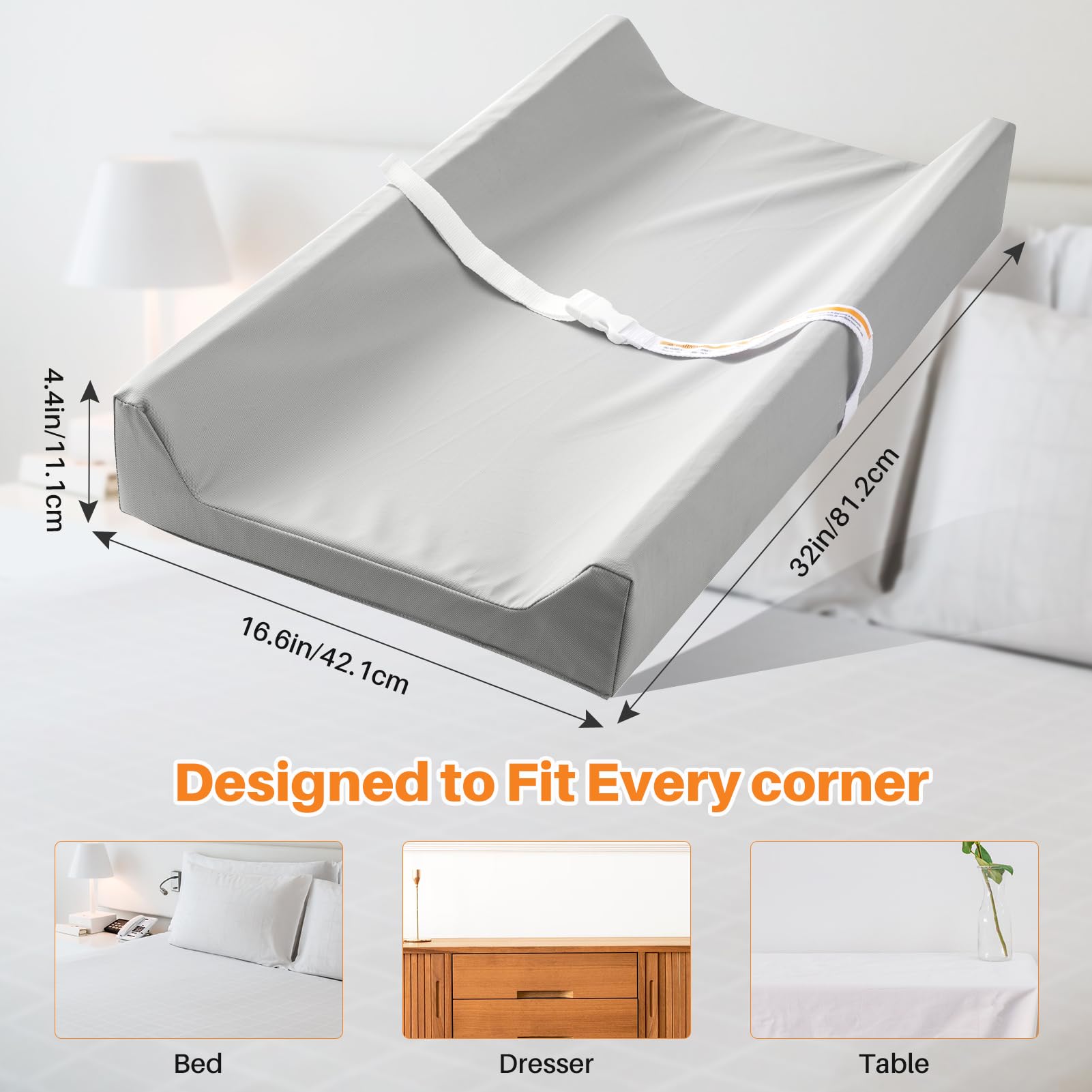 tauuio changing pad non-slip base keeps diaper changes steady on the dresser.