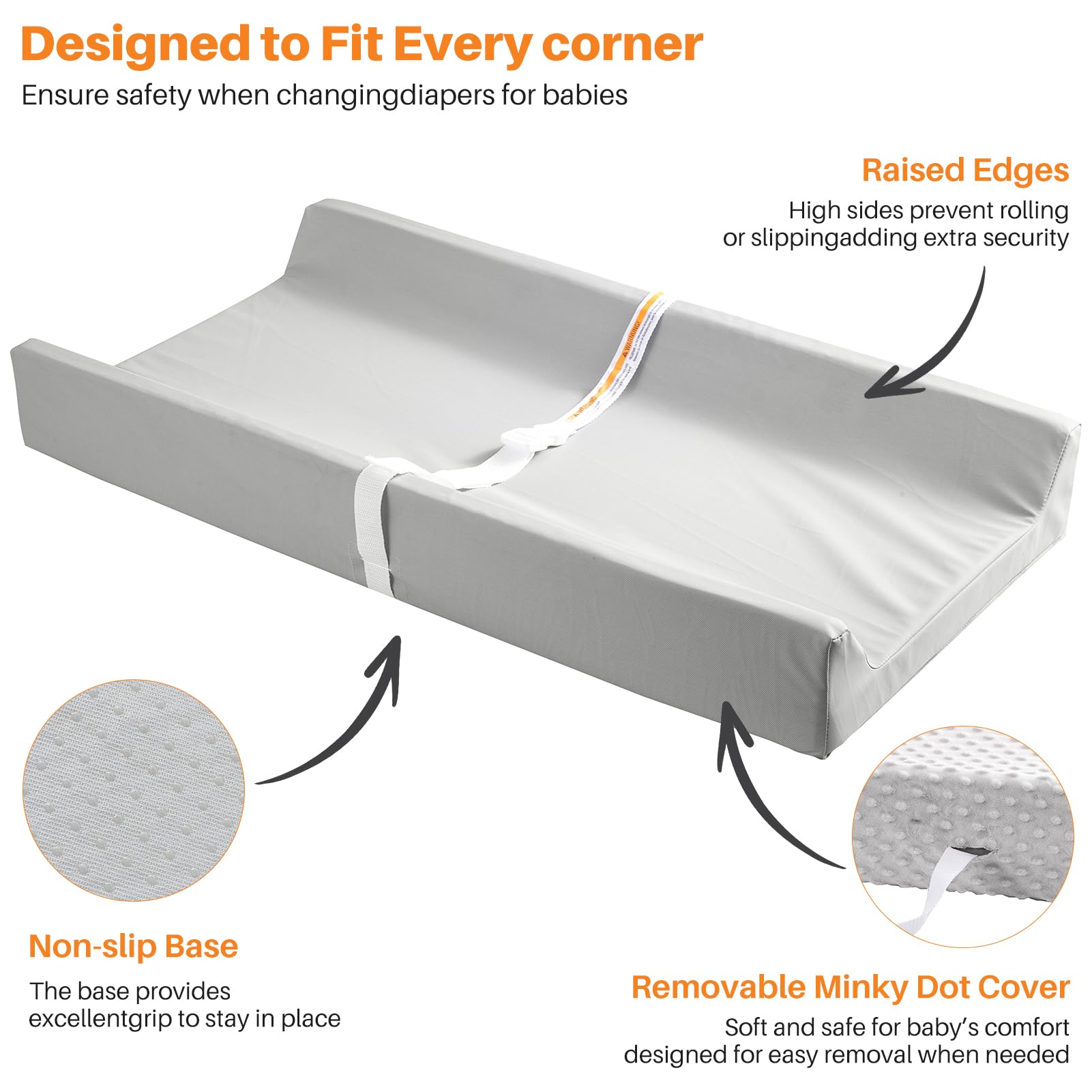 tauuio changing pad soft minky cover close-up emphasizes baby-soft comfort.