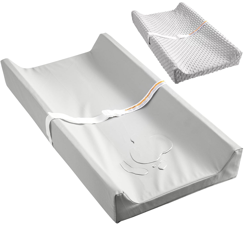 tauuio vegan leather changing pad top view demonstrates waterproof surface for quick wipe-down and hygienic use.
