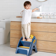 Tavlshero a-frame step stool with handles enables easy transport.