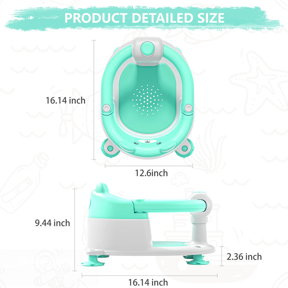 Tavlshero in-use seat keeps baby secure during tub time.