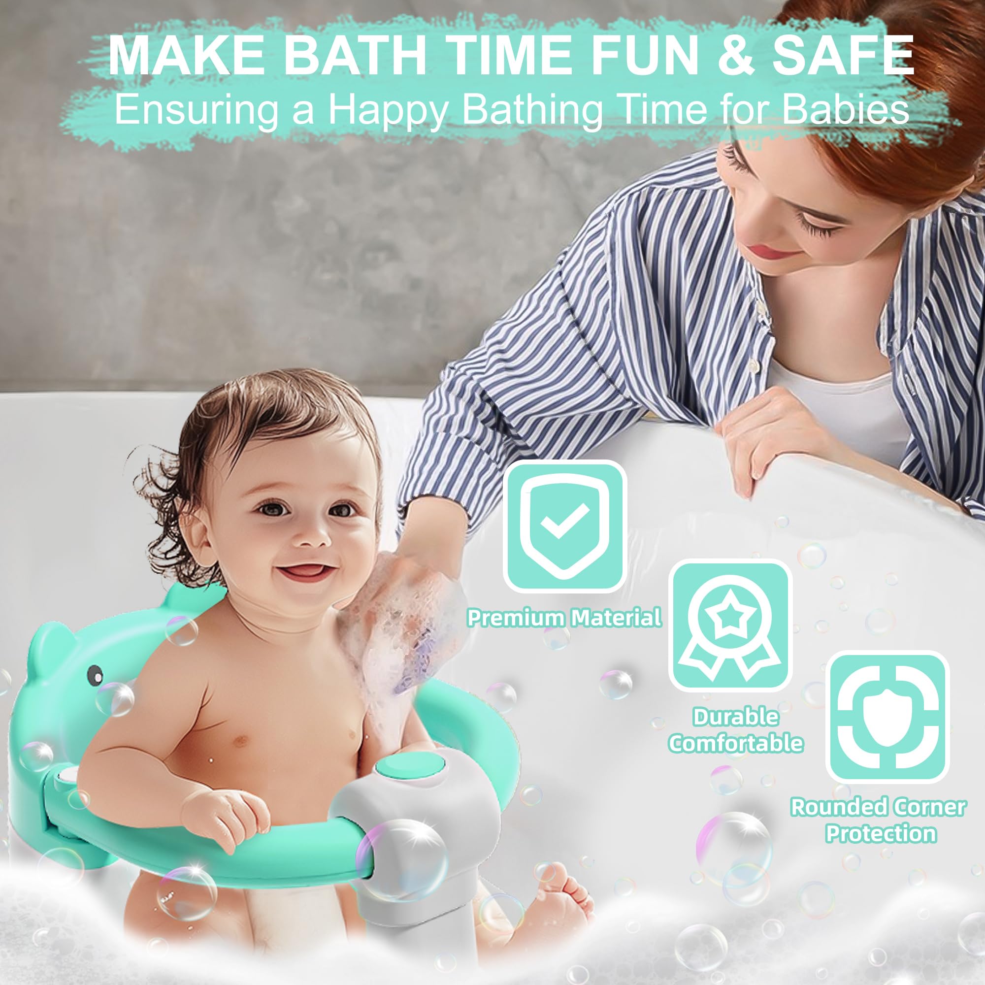 Tavlshero bath seat one-touch access allows quick baby placement.