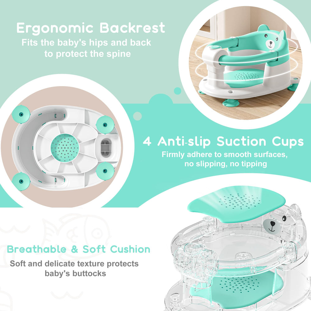 Tavlshero bath seat with soft cushion for gentle baby comfort.