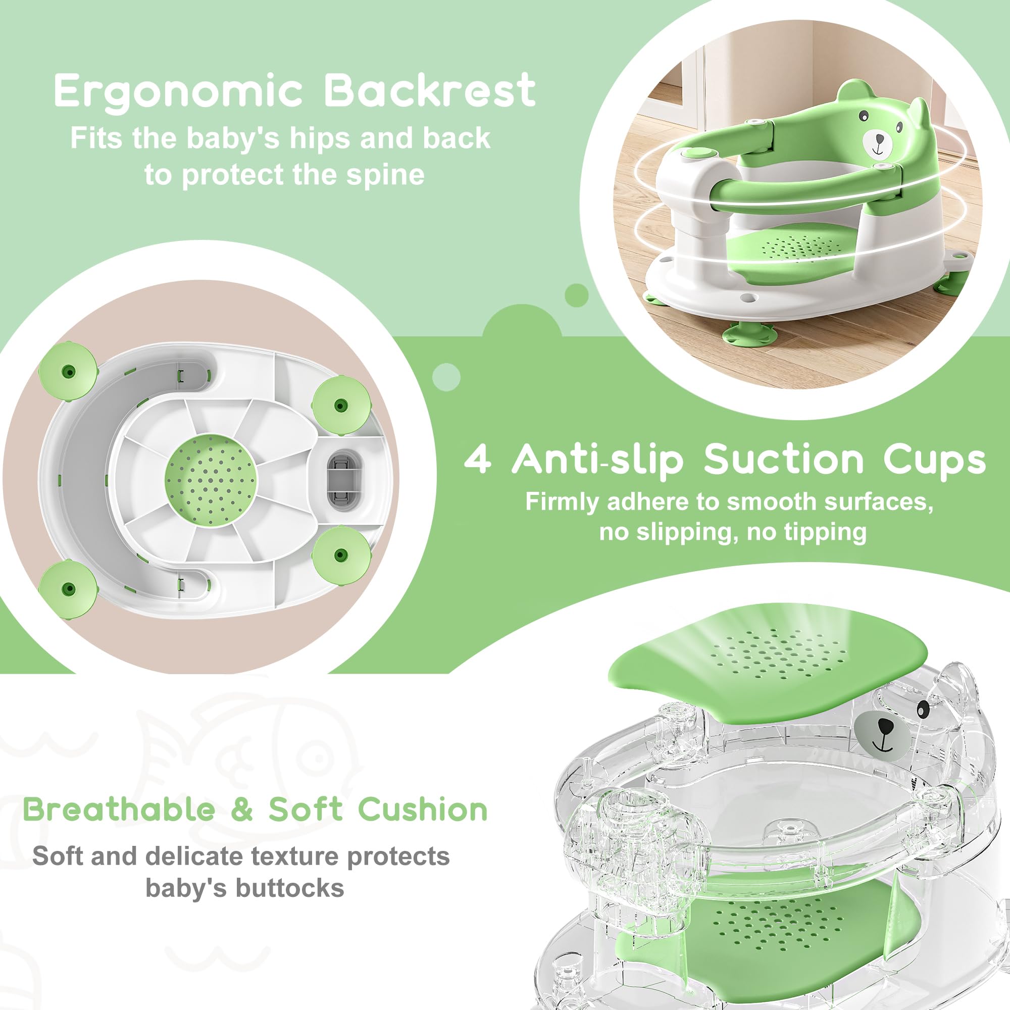 Tavlshero baby bath seat soft cushion provides gentle seating for comfort