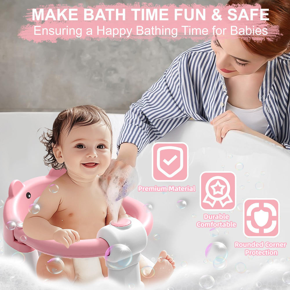 Tavlshero bath seat features one-touch access for easy baby placement.