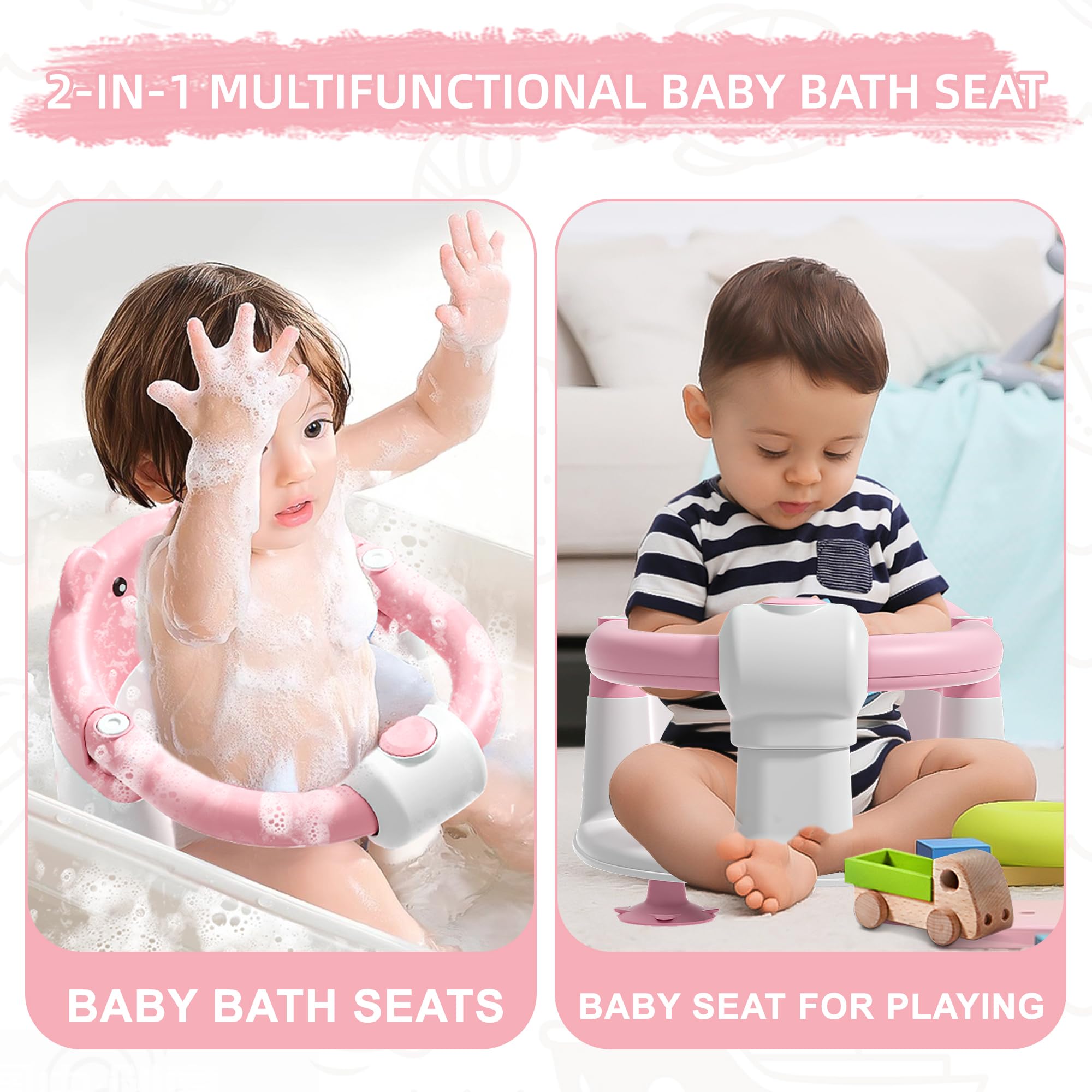 Tavlshero soft cushion provides comfortable seating during baths.