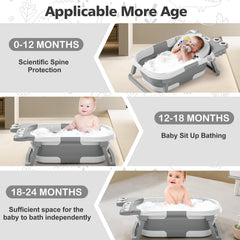 Tavlshero collapsible bathtub shows real-time temperature display for safe bathing