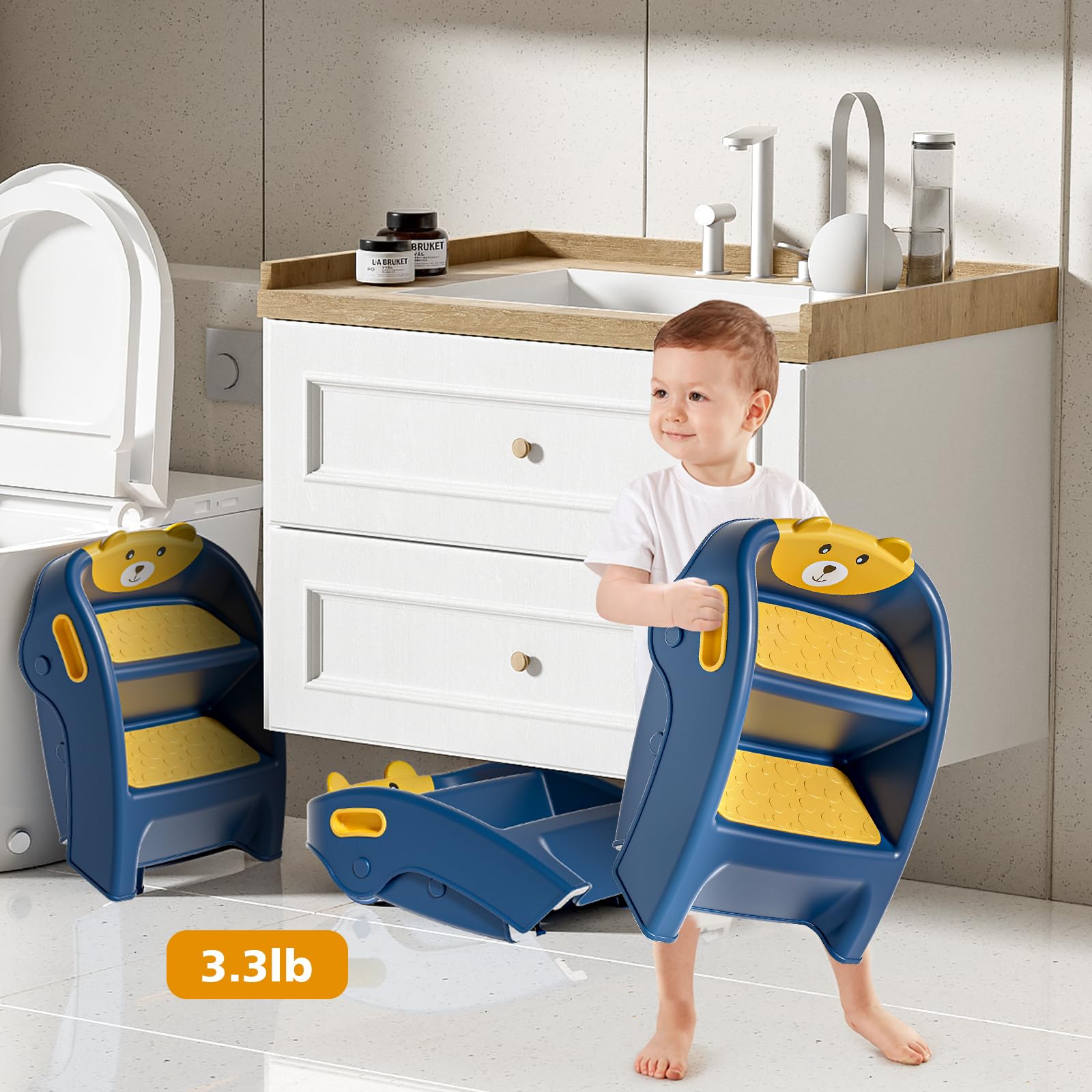 Tavlshero folded stool compact storage solution for crowded bathrooms.