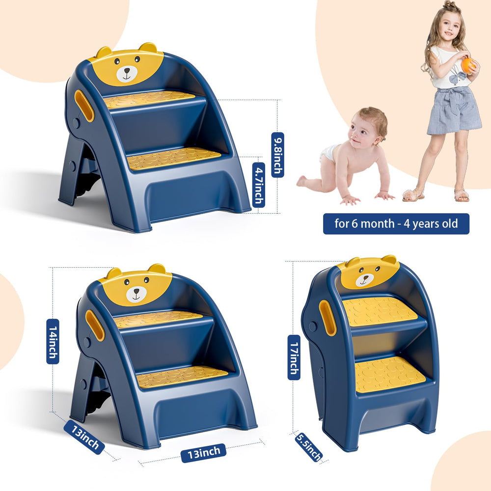 Tavlshero folding design toddler stool shows quick setup for busy mornings.