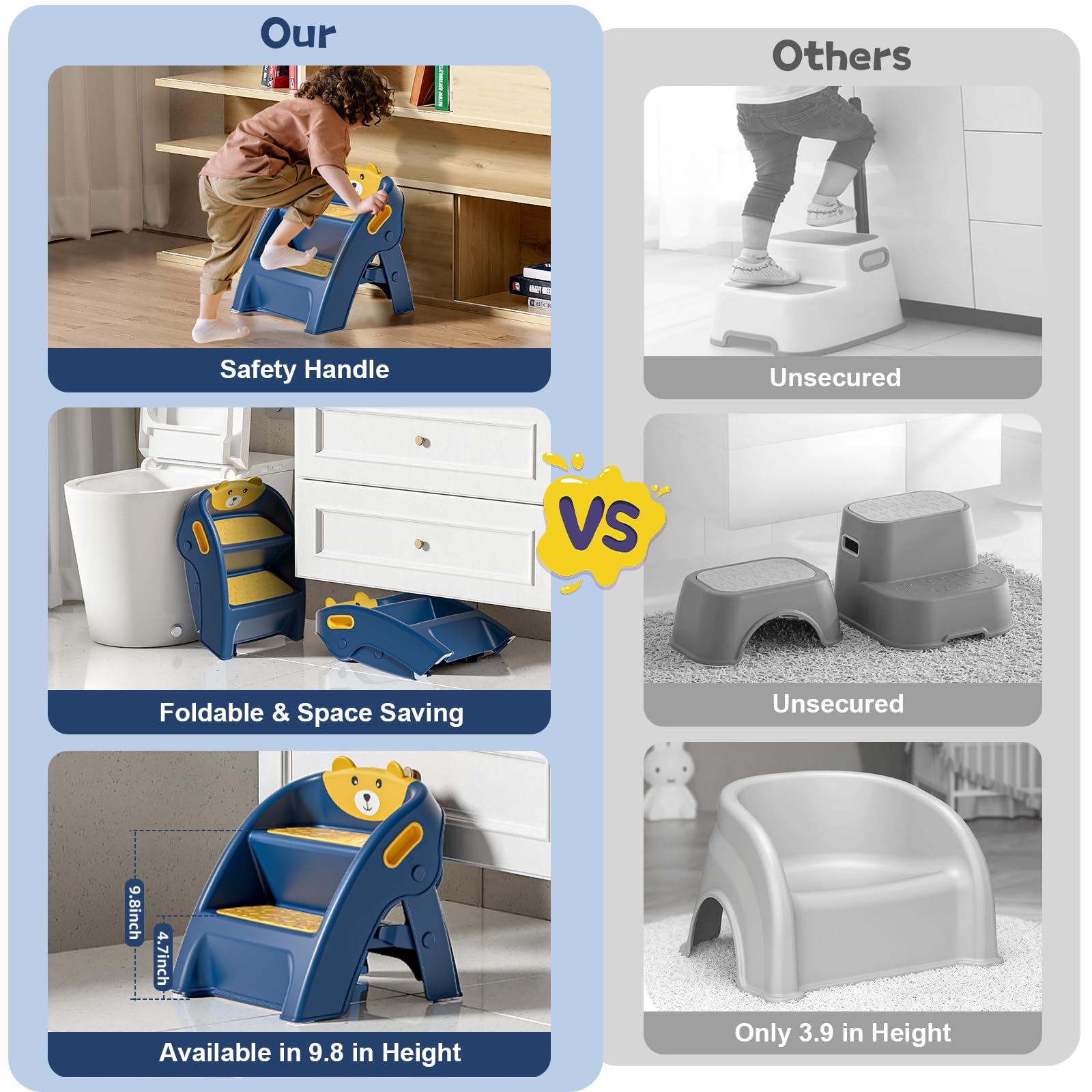 Tavlshero no-tools assembly toddler stool offers hassle-free setup.
