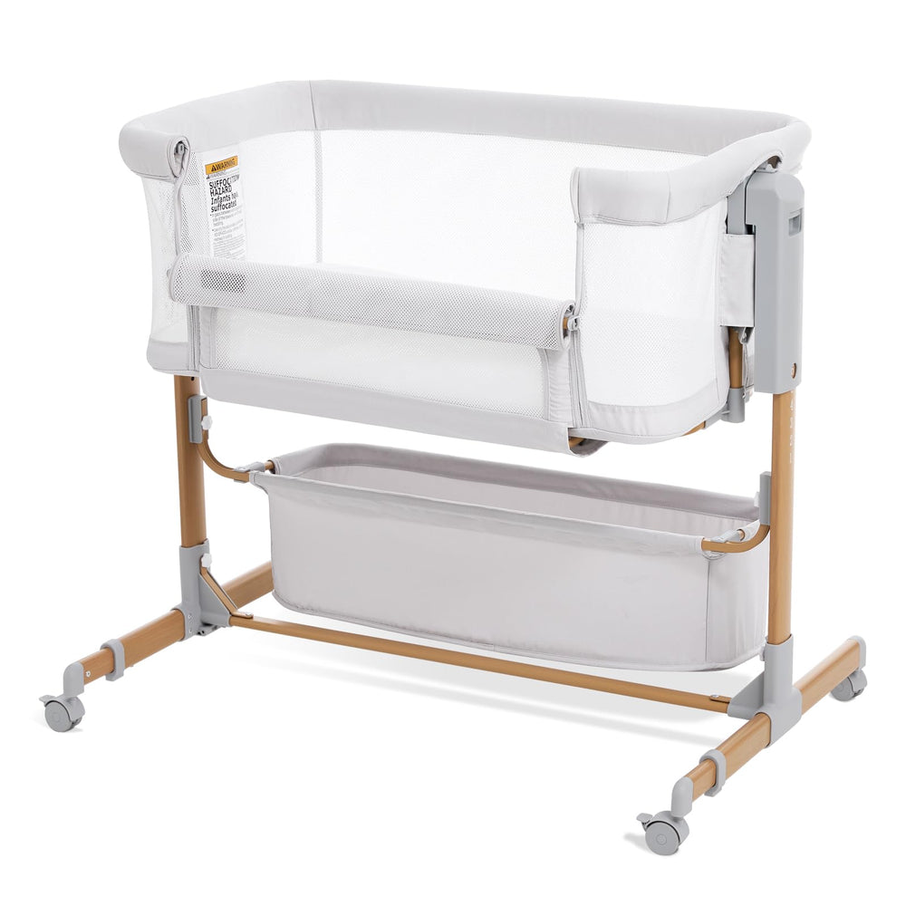 Taylengrow Baby bassinet bedside sleeper setup shows tool-free assembly for quick baby-safe naps.