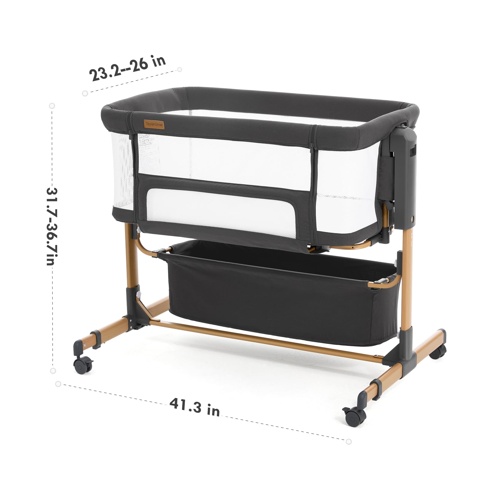 Taylengrow Baby bassinet removable-fabrics emphasizes easy machine-wash cleanup.