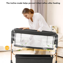 Taylengrow Baby bassinet rocking-mode highlights soothing motion to calm fussiness.