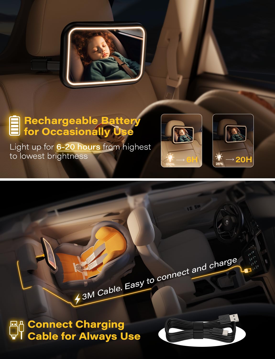 TAZENI 30-second auto-off mode for quick glances without distraction