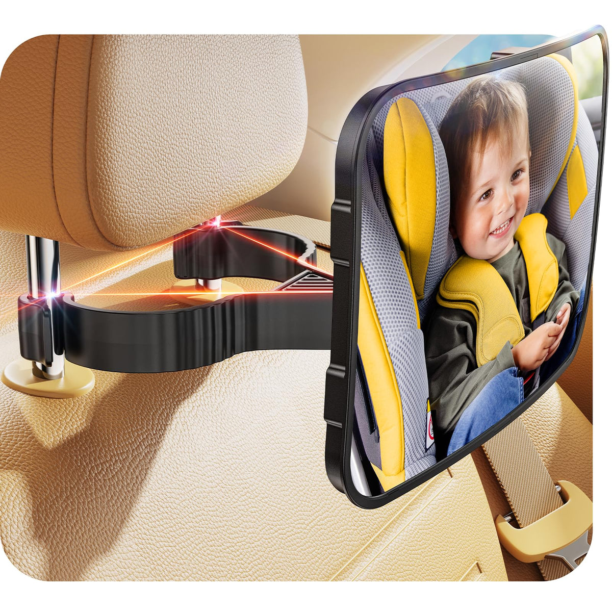 TAZENI Baby Car Mirror with 360° view for confident rear-facing monitoring