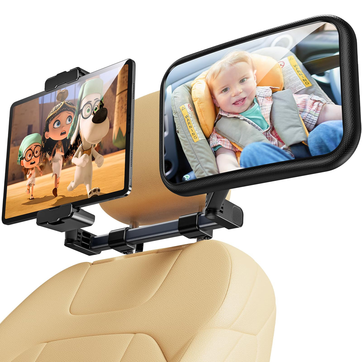 TAZENI baby car mirror front view provides clear rear-seat visibility for safer driving.