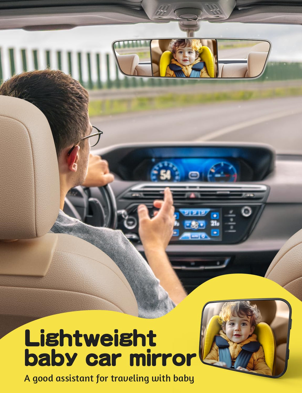 TAZENI Rear-facing mirror compatible with most vehicles and headrests