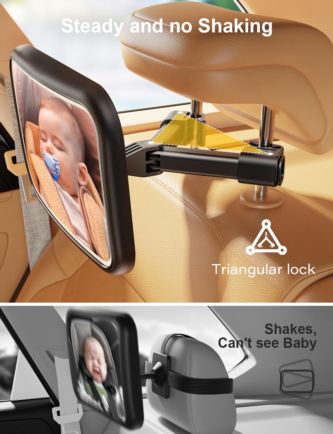 TAZENI night view of baby through the lighted car mirror