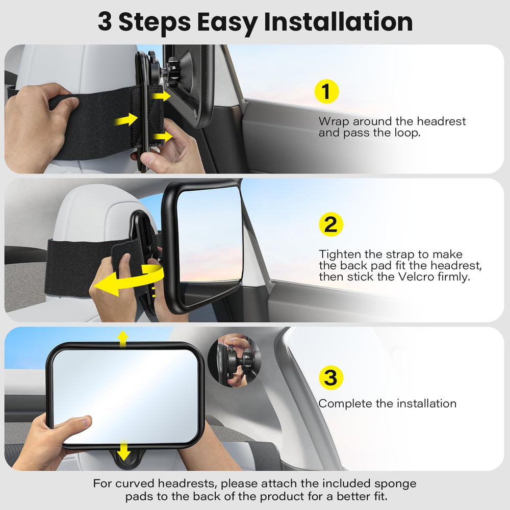 TAZENI back-seat mirror offers a clear view of baby's safety and mood