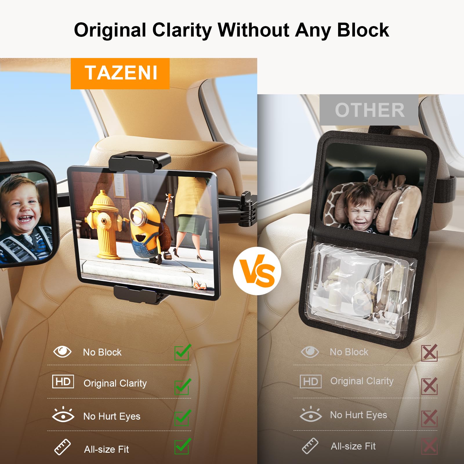 TAZENI original clarity tablet holder keeps screens vivid for little eyes.