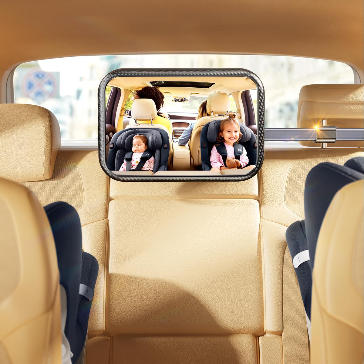 TAZENI Baby Car Mirror with stretchable arm enables easy rear-facing adjustment