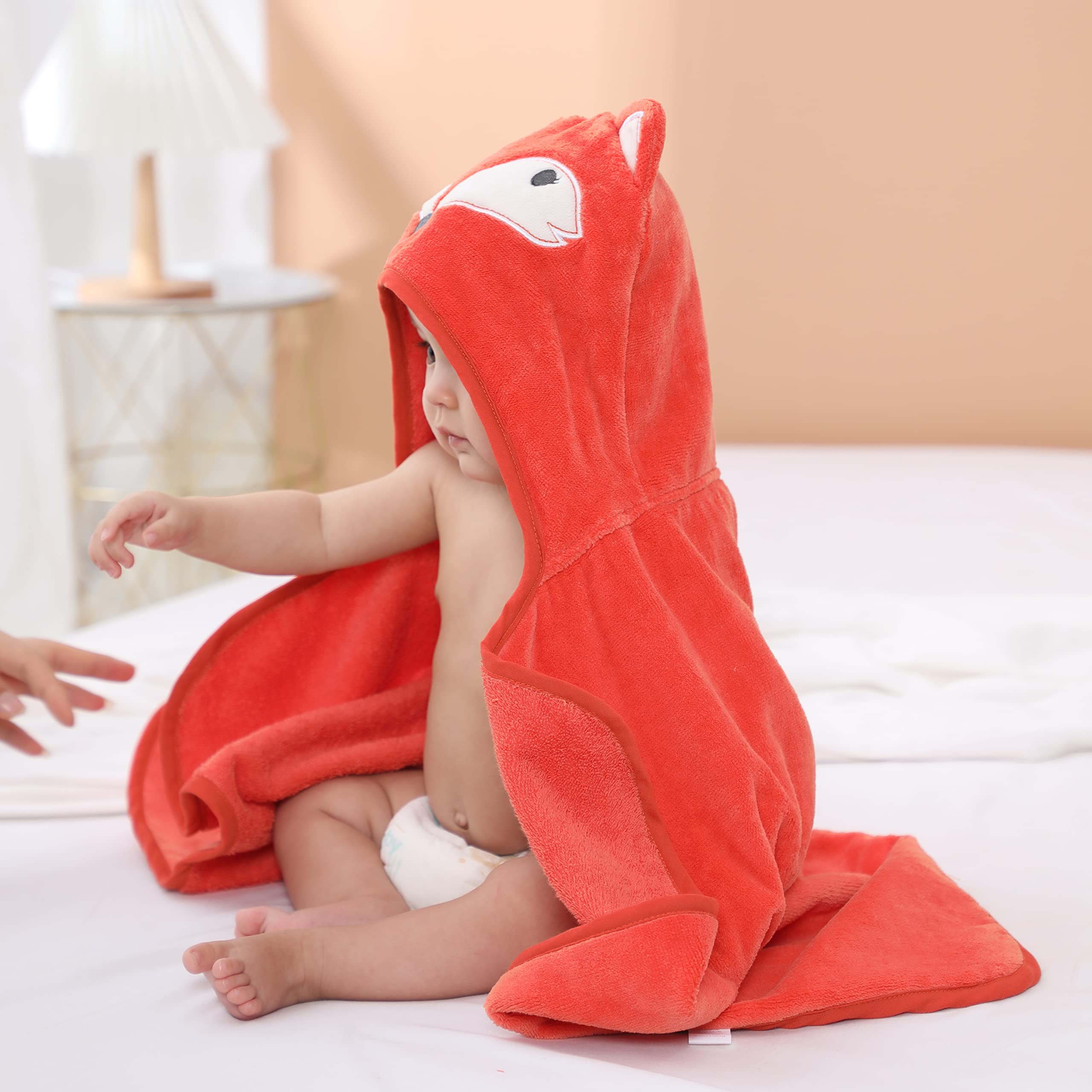 TBEZY baby towel 32x24 size shown for newborn to 12 months use.