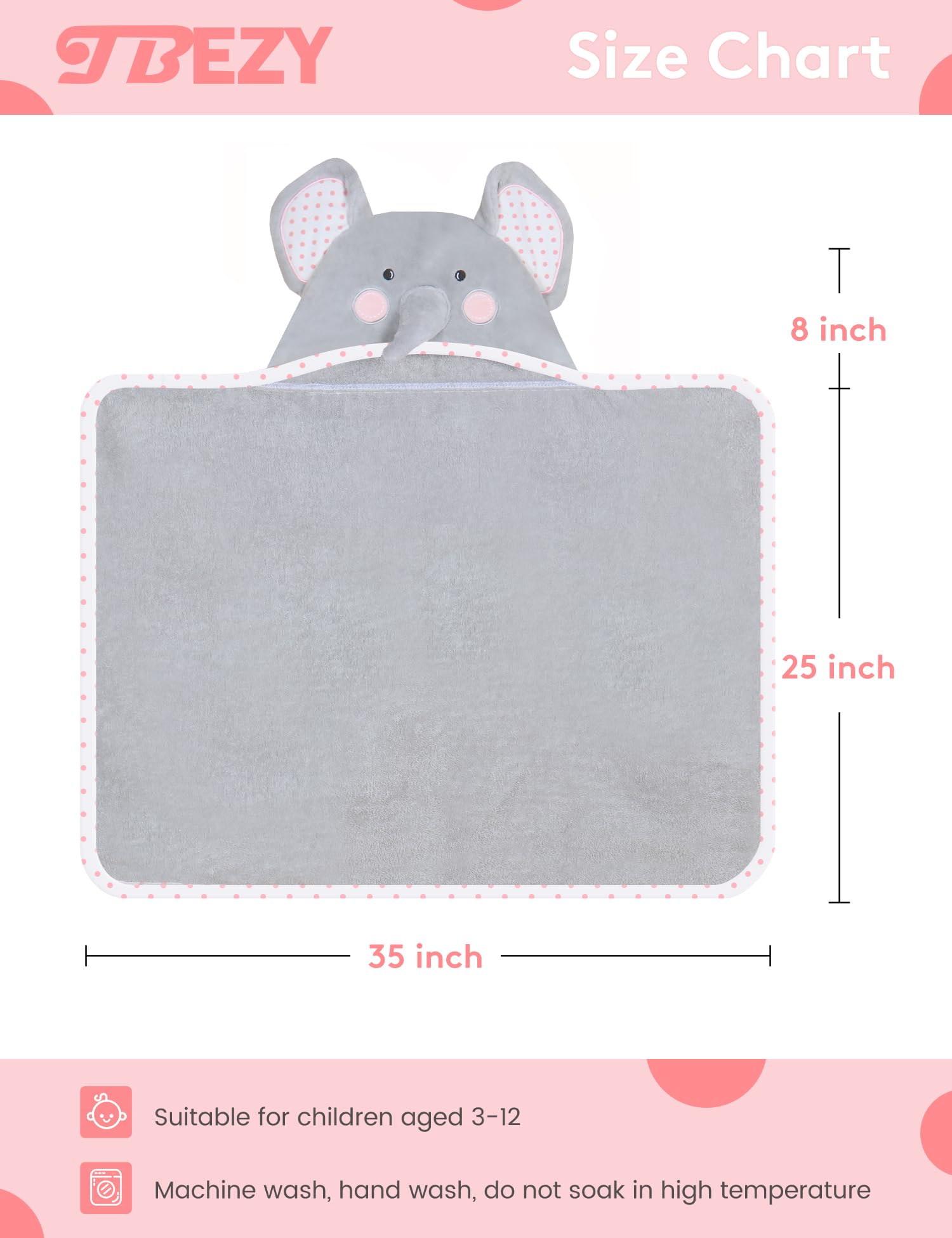 TBEZY elephant towel texture highlights soft cotton velour and absorbent terry