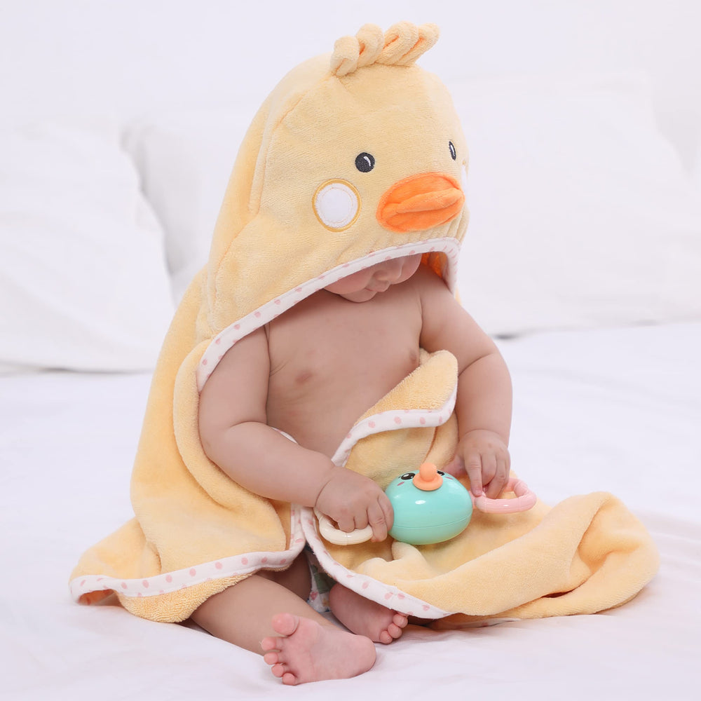 TBEZY baby hooded towel 32x24 inch size secures wrap for newborn to 12 months