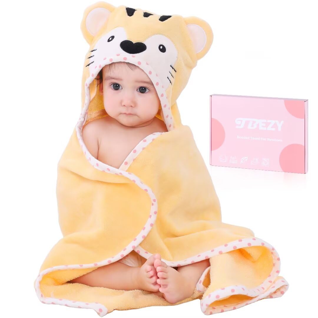 TBEZY Baby Hooded Towel Tiger Design offers cozy, gentle post-bath warmth for newborns.