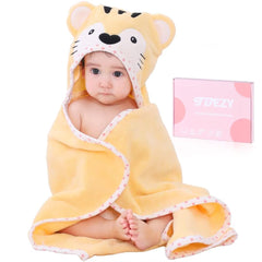 TBEZY Baby Hooded Towel Tiger Design offers cozy, gentle post-bath warmth for newborns.