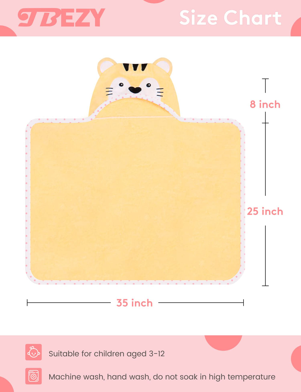 TBEZY Ultra-Soft Cotton Hooded Towel provides plush comfort and quick drying after baths.