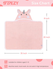 TBEZY hooded towel unicorn on baby ready for warm, cozy post-bath wrap.