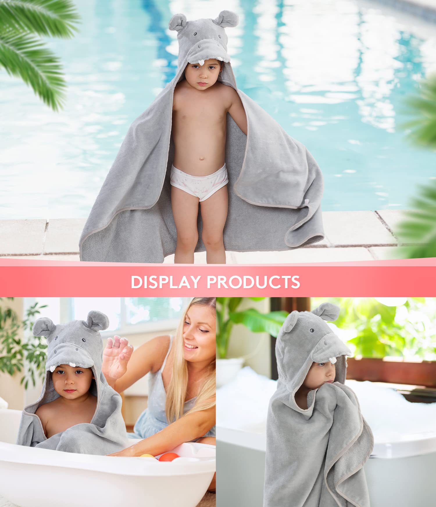 TBEZY Hooded Towel warm wrap helps kids feel secure after swim.