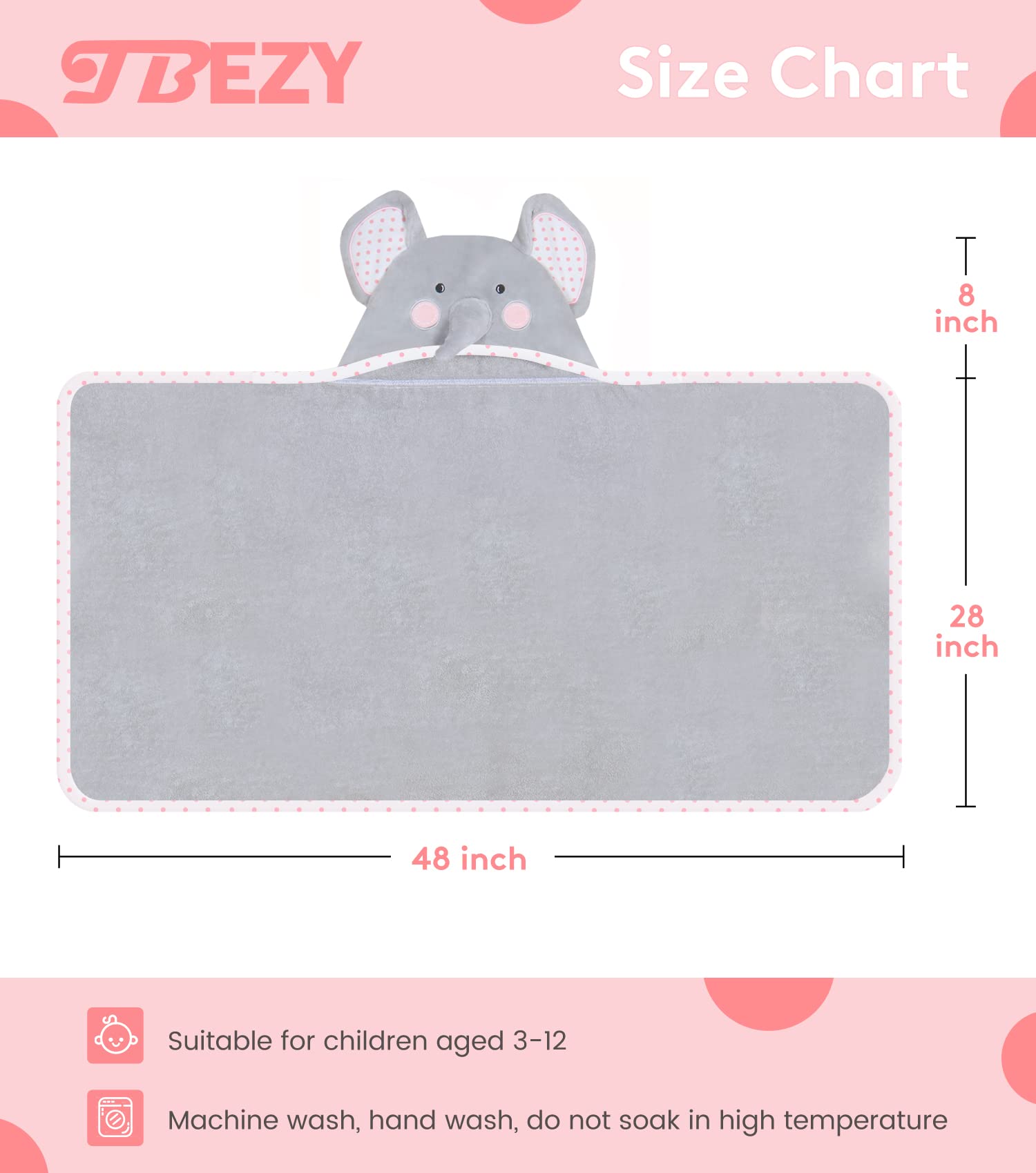 TBEZY kid wearing hooded towel after bath, cozy and secure.
