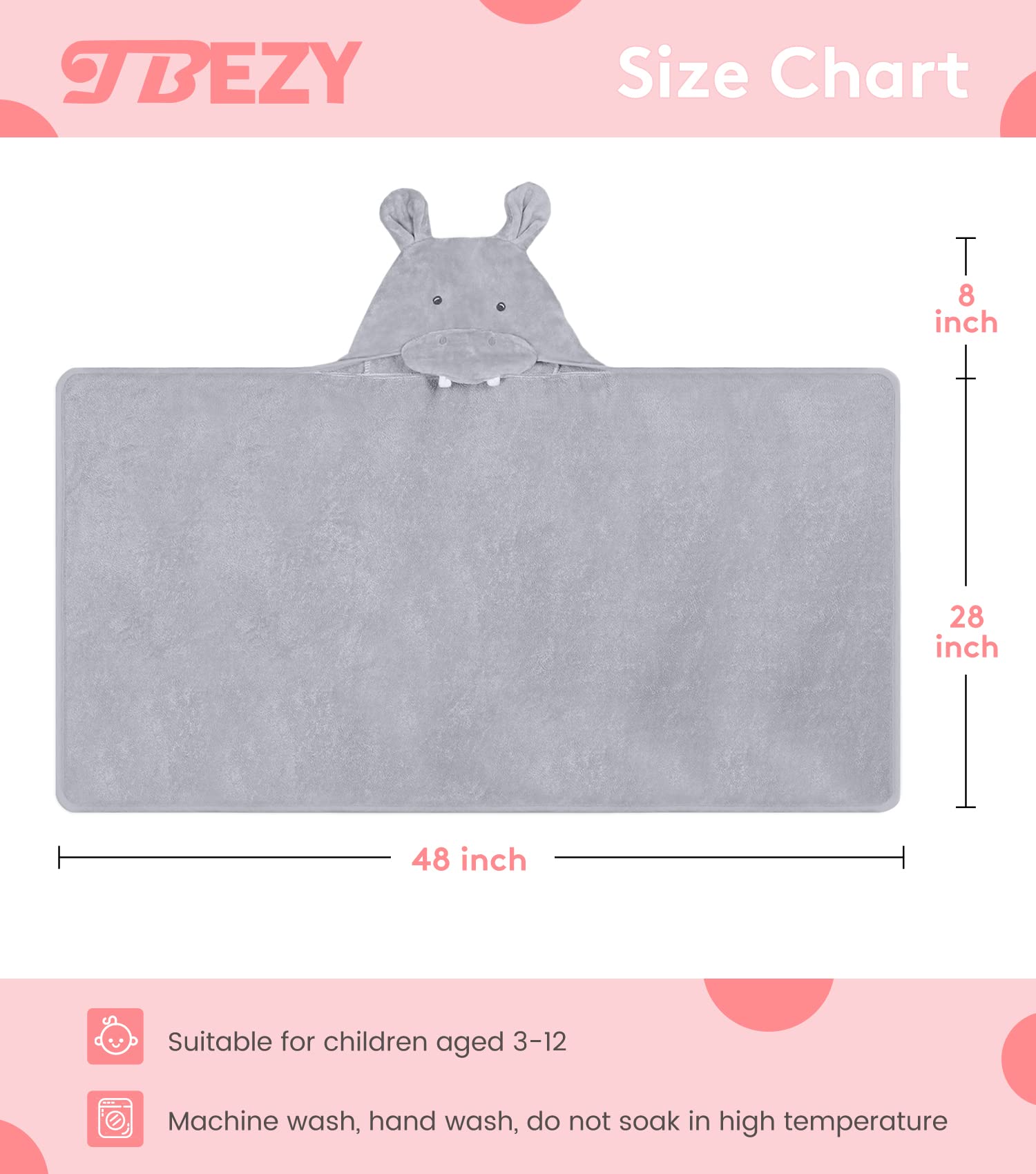 TBEZY Hooded Towel double-layer velour and terry delivers quick absorbency after baths.