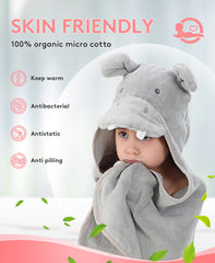 TBEZY Hooded Towel hippo design provides fun, friendly beach and pool moments.
