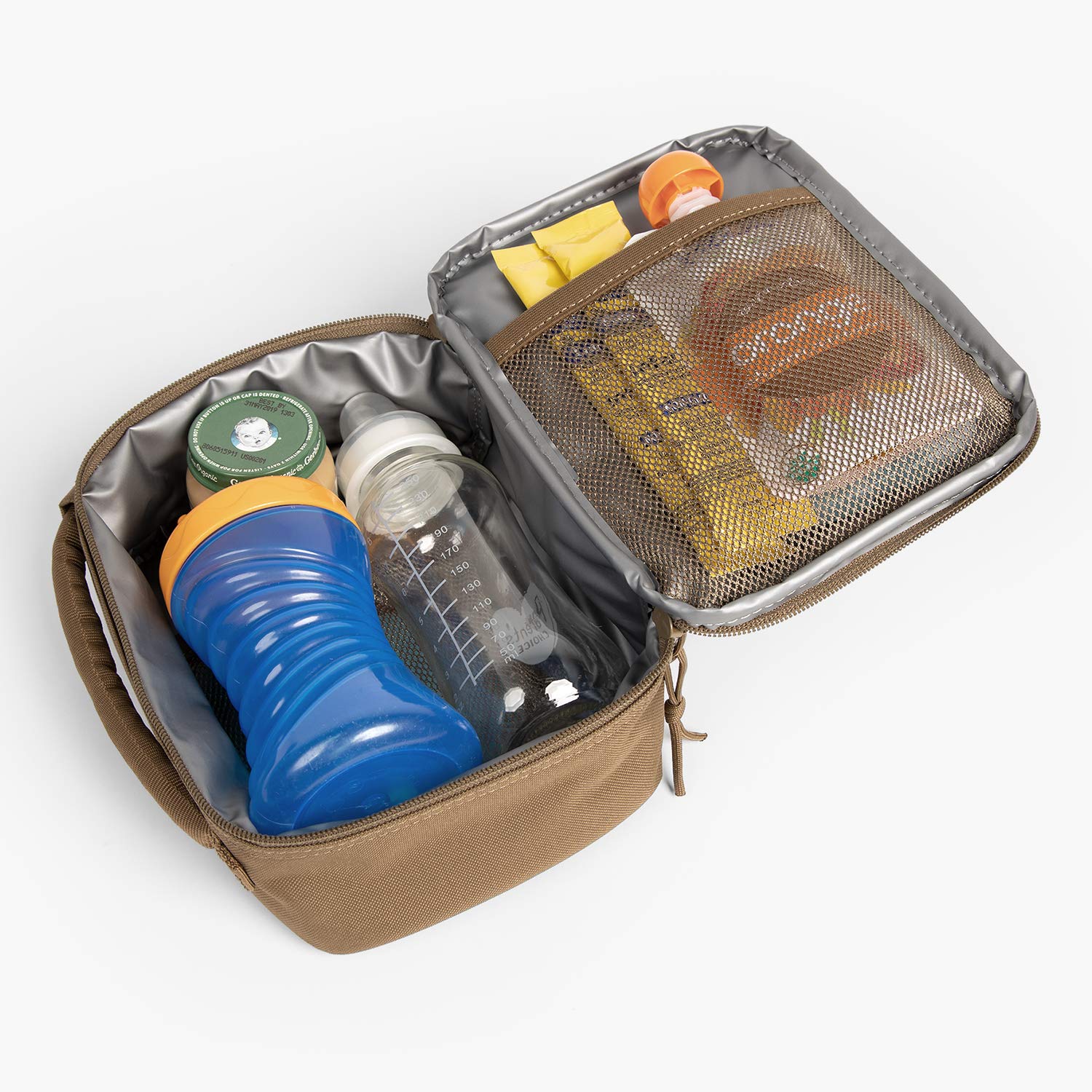 TBG cooler pouch Ranger Green inside layout highlights roomy interior for organizing snacks and ice packs.