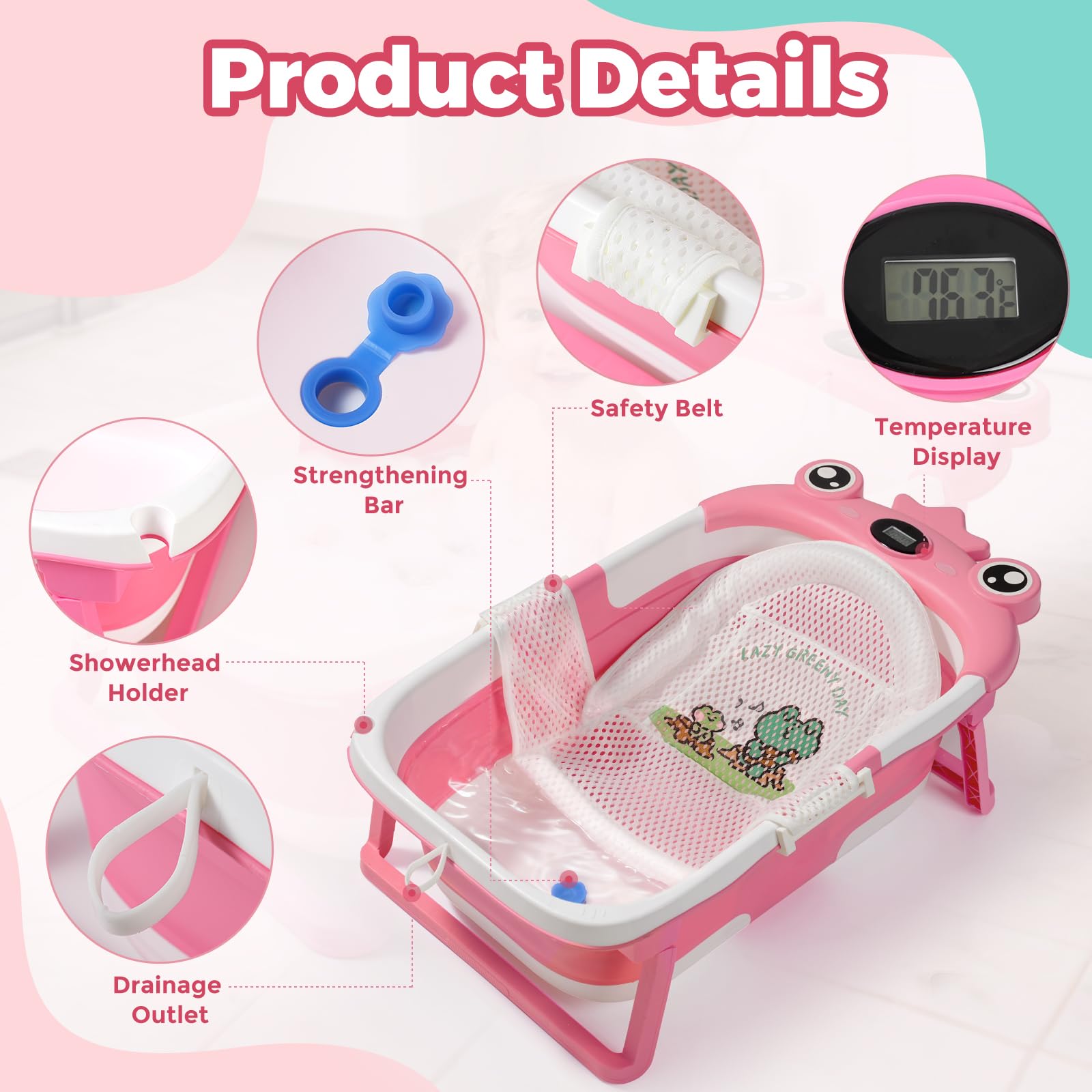 TBHAPY tub features built in drain with plug for quick draining and easy cleanup