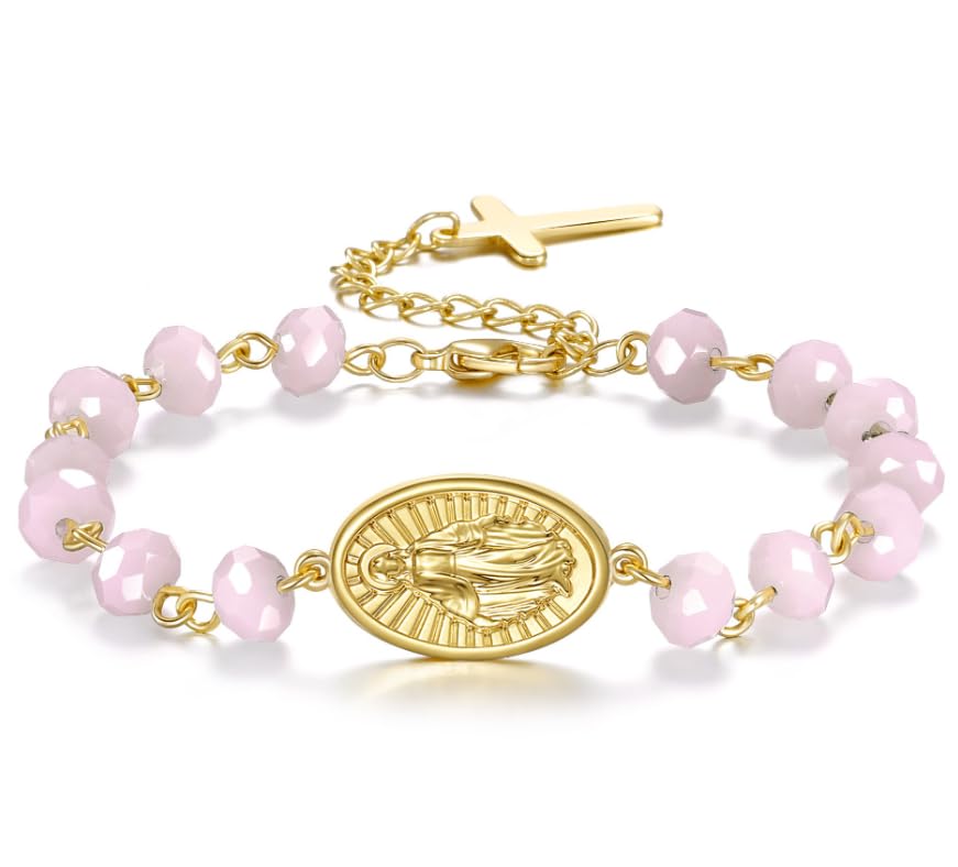 TBTFW Pink rosary with cross lid detail for ceremonies