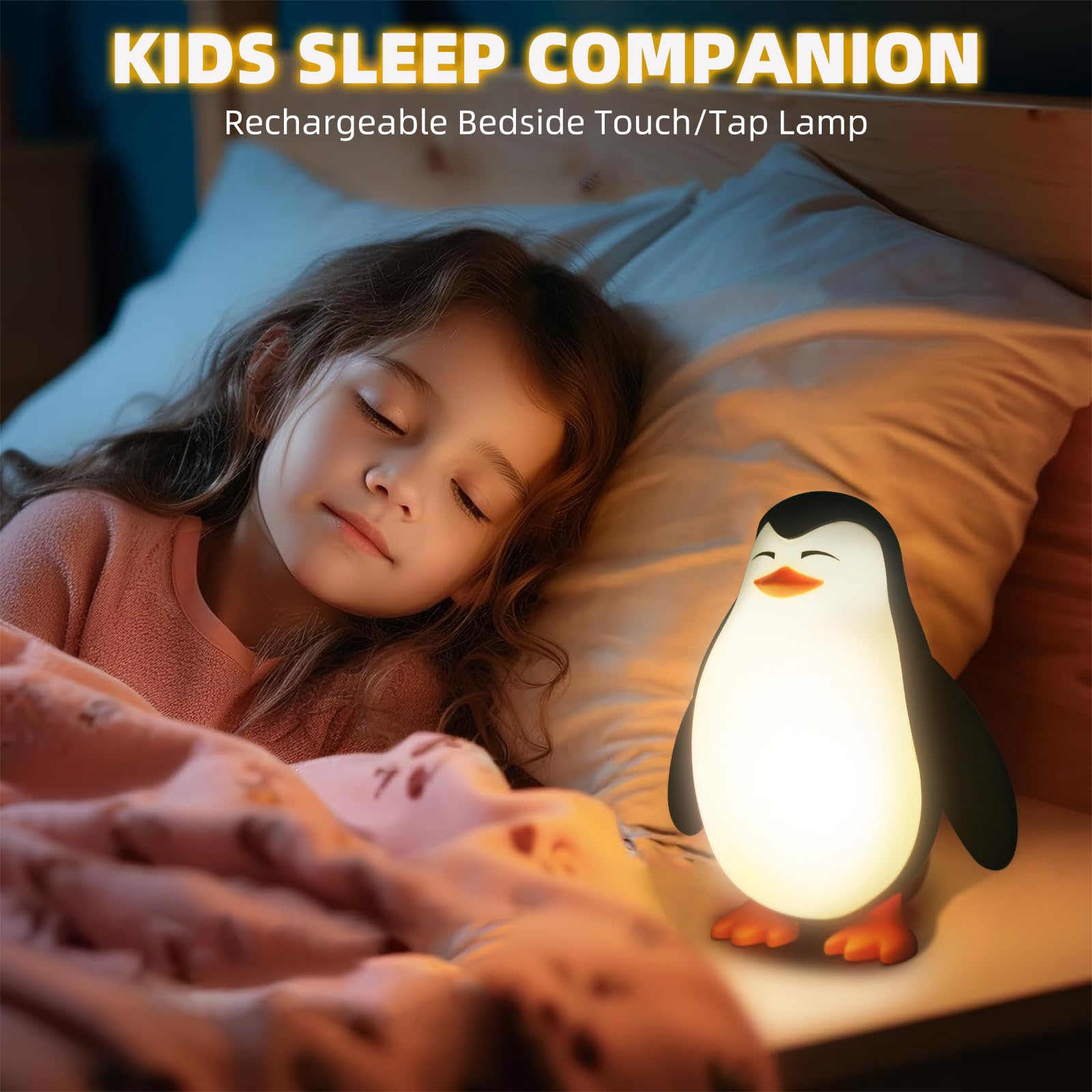 TCamp Penguin Night Light silicone body feels soft and safe for toddlers.