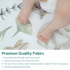 TCBunny fitted-sheet elastic edge demonstrates secure crib fit.