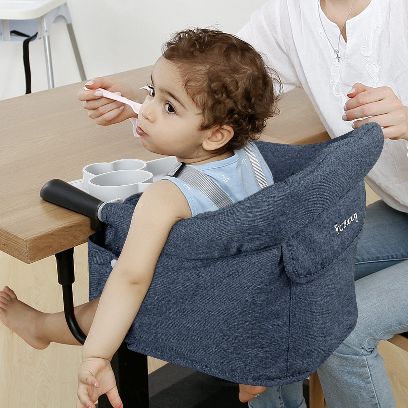 TCBunny Hook-On Chair five-point harness keeps child snug