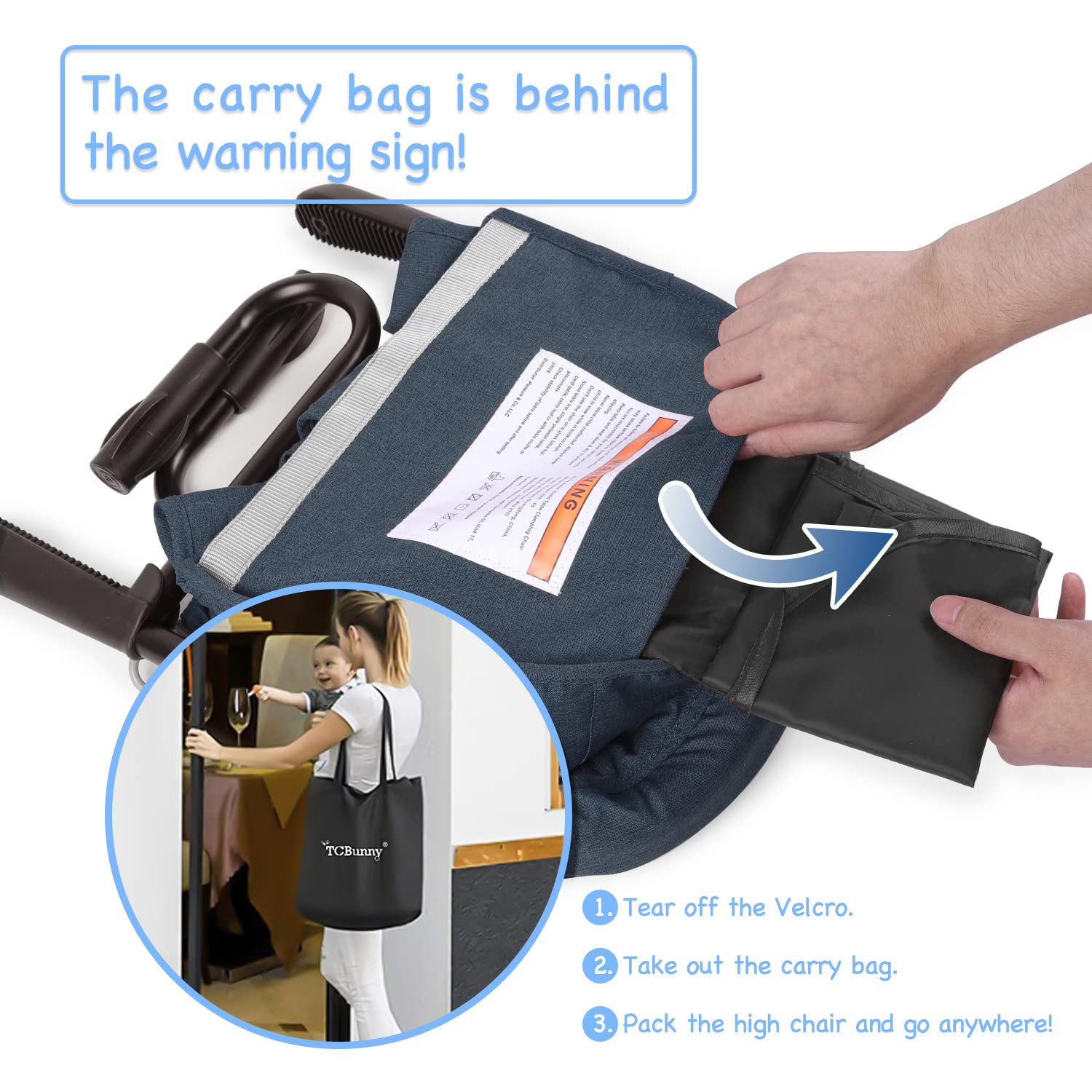 TCBunny Hook-On Chair portable lightweight frame ideal for dining anywhere