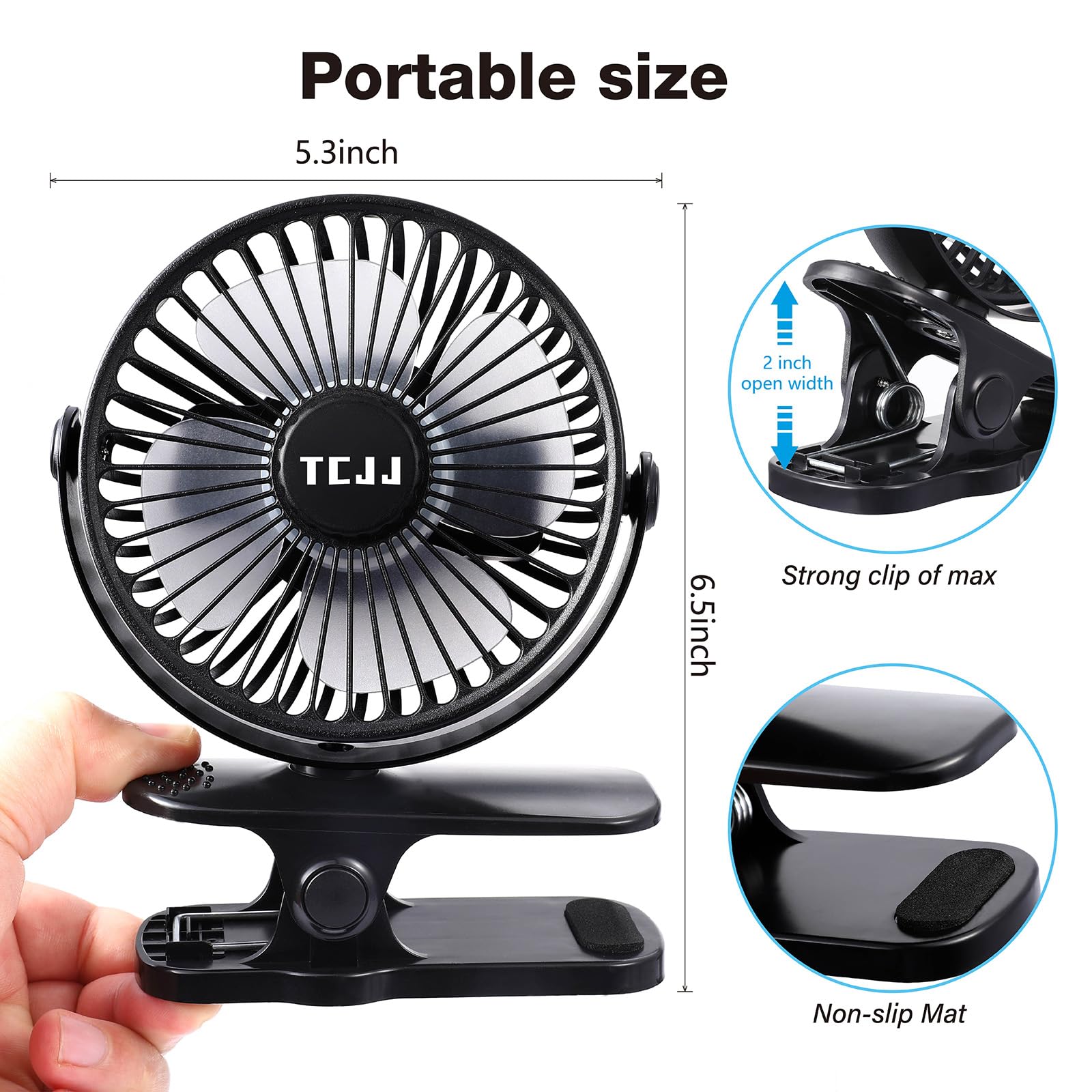 TCJJ clip-on fan desk-use shows quiet operation ideal for work.