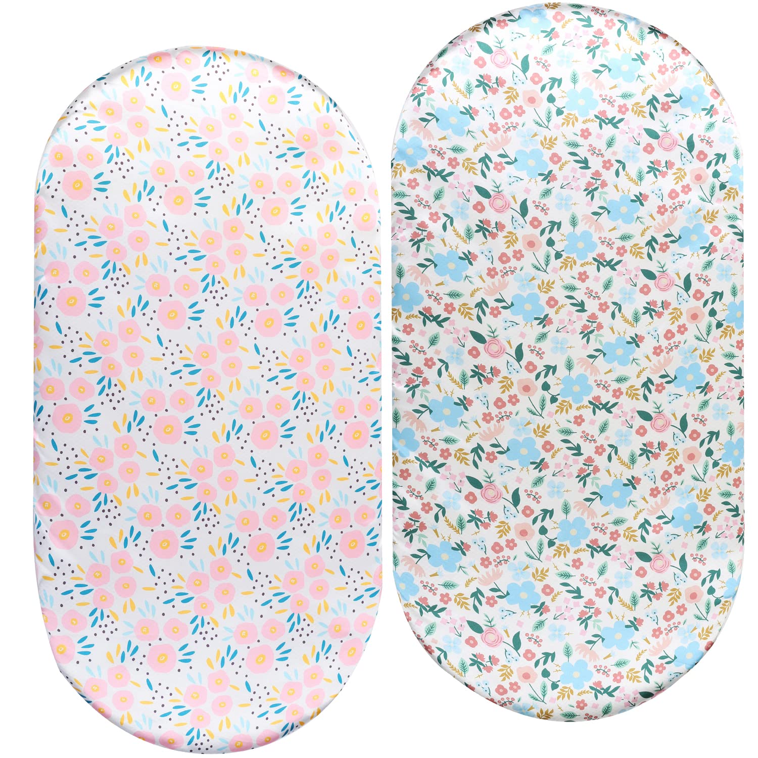 Tcmyyund bassinet sheets 2-pack showcase satin-soft texture for baby's delicate skin and hair.
