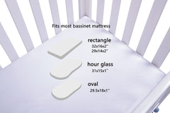 Tcmyyund satin bassinet sheet elastic-band shows secure, snug fit.