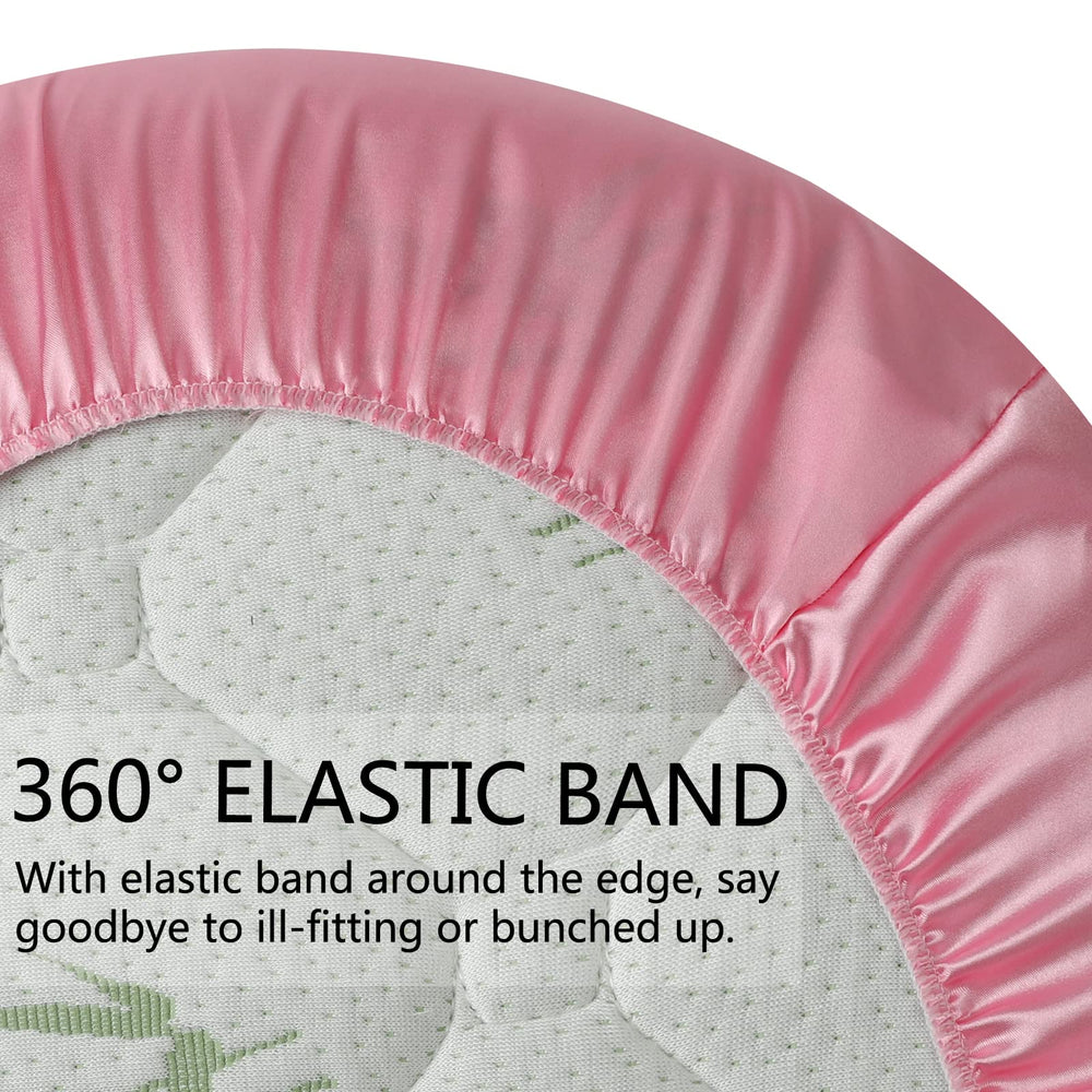 Tcmyyund satin bassinet-sheet Lt Grey and Pink colorway complements nursery decor.