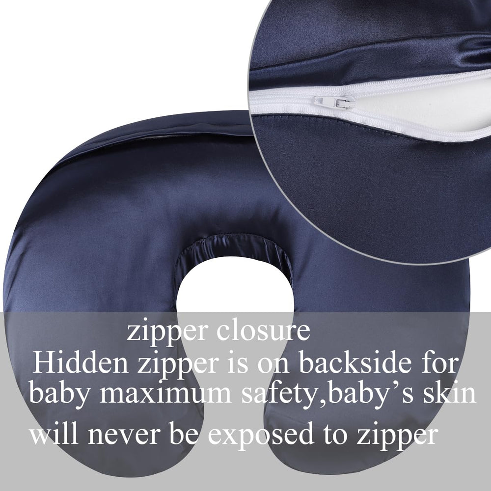 Tcmyyund satin nursing pillow cover fits standard pillows, making swaps quick and easy.