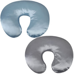 Tcmyyund satin nursing pillow cover grey, front view, showcasing silky texture protects baby's hair.